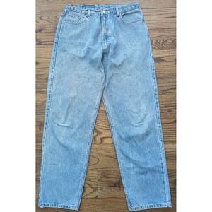 Vntg Levi's 560 Jeans Blue Denim Loose Fit Straight Leg 90s Y2K Sz 14 Inseam 32"